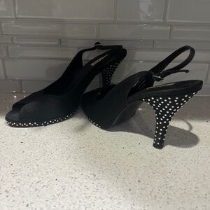 Alfani "Jazzy" Black Satin evening shoes size 10